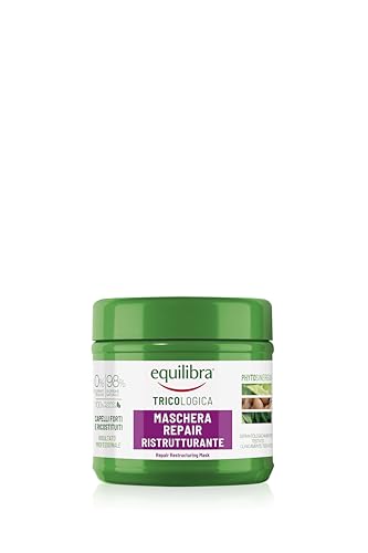 Equilibra Cabello - Mascarilla reparadora reestructurante, nutre el cabello seco y desfibrado, a base de aceite de coco, proteínas del trigo, aloe vera, aceite de argán, queratina vegetal, 250 ml
