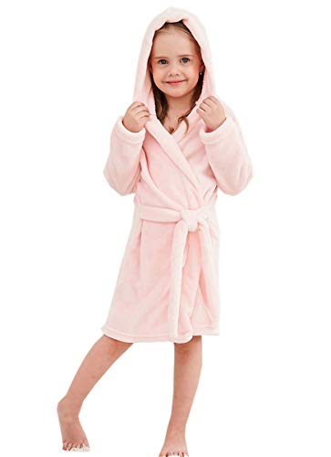 Girls' Bathrobe, Plush Pool Cover Up Hooded Fleece Robe Bathrobe For Toddler Little & Big Girls, Pink, Us 6 Years, Cn 130 #TOP1