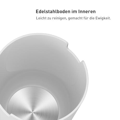 EKO Mini Tischmülleimer mit deckel, 1,5 Liter Kosmetikeimer Weiß, kleiner Tischabfalleimer für Bad, Schreibtisch, Schlafzimmer oder Auto