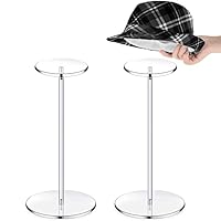 Yookeer 2 Set 12 Inch Clear Acrylic Hat Stands and Wig Display Rack Stands for Multiple Hats Display Tabletop Baseball Caps Watch Tabletop (Round Bottom)