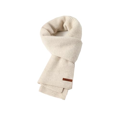 Flysluo Schal Damen Herren, Klassischer Gestrickter Loop Damen Herren Schal Winter Warm Lange Knit Scarf Strickschal Winterschal Feinstrick Unisex,Größe 185 x 35 cm，Beige