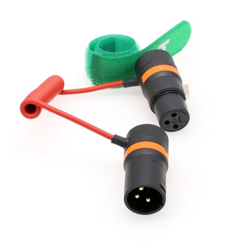 HangTon XLR Cable de audio de 3 pines para micrófono Sony FX3 FX9 Canon, grabadora de cámara de sonido, dispositivos Zoom Zaxcom, ángulo recto, bajo perfil, cable trenzado rojo en espiral - imagen 7