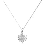 Weviway Christmas Sterling Silver Snowflake Necklace – Crystal Rhinestone Pendant Jewelry Gift for Women
