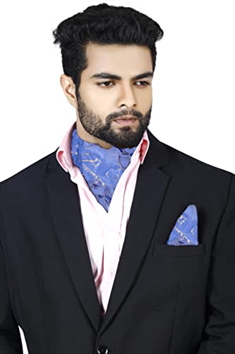 Image of BLACKSMITH Jacquard Microfiber Neckwear Ascot and Matching Pocket Square Set for Men