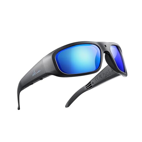 OhO 256GB Camera Glasses,24m Resolution H.265 1080P Smart Glasses with UV400 Sunglasses Lenses for Outdoor Sports,Unisex, Black Frame - Blue Lens, 256