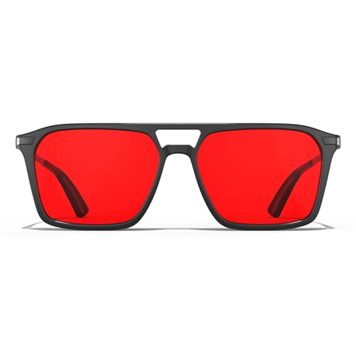 Goiteia 100% Blue Light Blocking Glasses - Red Sleep Glasses for Total Blue and Green Light Blocking - Relieve Eye Strain & Improve Sleep - Spring Hinges for Superior Comfort