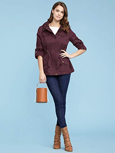 Lock and Love LL WJC643 Womens Pop of Color Parka Jacket XXL Wine - Thumbnail 6