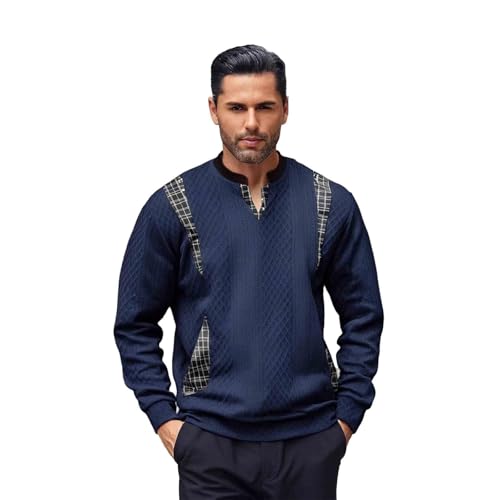 Sweat homme jaune tricoté chaud automne hiver manches longues col rond