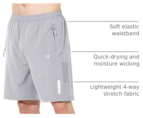 Image of NORTHYARD Men's Athletic Running Shorts Gym Workout 7 inch /9 inch /5 inch Zipper Pockets