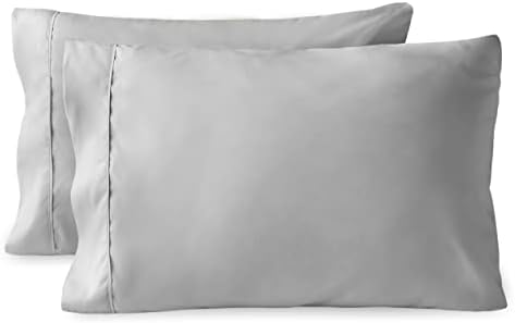 Bare Home Microfiber Pillow Cases - Standard/Queen Size Set of 2 - Cooling Pillowcases - Double Brushed - Light Grey Pillowcases 2 Pack - Easy Care (Standard Pillowcase Set of 2, Light Grey)