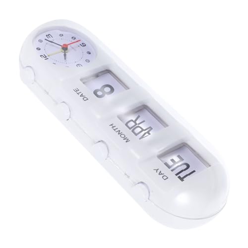HAMPPLIES Calendario perpetuo con orologio manuale flip Orologio da scrivania con data digitale Decorazione da scrivania multifunzionale per ufficio e interno bianco