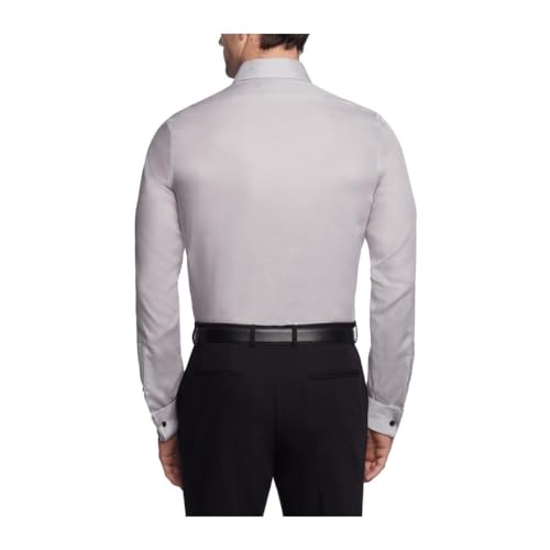 Calvin Klein Men's Non Iron Slim Fit French Cuff Dress Shirt Shirt, Smoke, 18.5" Neck 36"-37" Sleeve - image 2