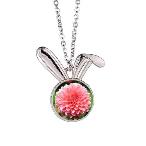 Collier lapin et fleurs de pêcher pendentif animal bijoux tendance pour femme