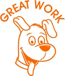 COLOP motivational stamp - Great Work - Orange ink, White, 22mm diamater - Image 2