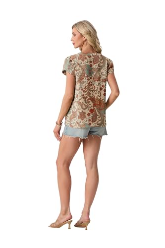 Lepunuo Womens Plus Size Blouses Short Sleeve Shirts Summer Boho Tunic Tops V Neck Formal Henley Tops — view 6