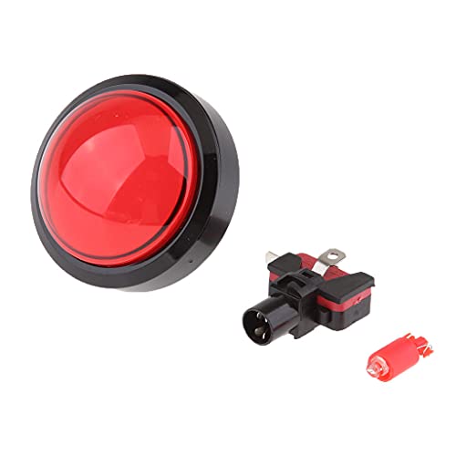 Amagogo Beleuchtete Arcade Videospiel Druckknopfschalter LED Lampe 60 Mm - Rot Cover