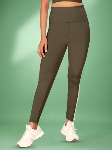 Image of Women's Polyester Blend Yoga Pants with High Rise Waist Stretch Fit Design Side Patti Slim Fit Style and Standard Length | Workout Track Pants | Joggers for GymRunning | Sports Top