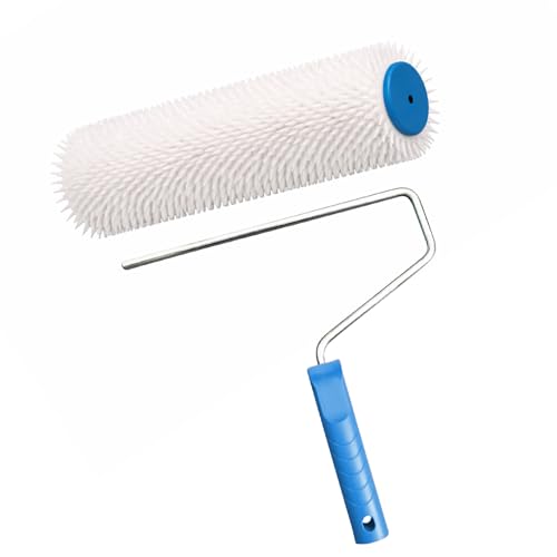 BEKATEQ Entlüftungsroller mit Farbroller-Bügel für Bodenbeschichtungen, Ausgleichsmasse, Verlaufsbeschichtung - Stachelwalze 25cm, Nadelwalze, Nagelwalze, Lüfterwalze - BE-76W