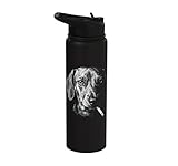Dachshund Smoking Cigarette Vintage Dachshund Dog Funny Meme Stainless Steel Insulated Water Bottle