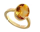 PTM Citrino/Sunehla - Anillo ajustable de 5.25 ratti o 5 quilates con piedras preciosas naturales con certificación astrológica Panchdhatu/5 metales chapado en oro para unisex - 2v1525, Piedra