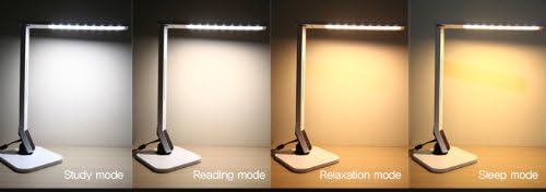 Softech - Natural Light Smart LED Lamp with Dimmable Light-Black (4 Lighting Modes, 5-Level Dimmer, Touch-Sensitive Control Panel, Auto Timer, USB Charging Port 5V/1.5A, Mobile Device Charger)