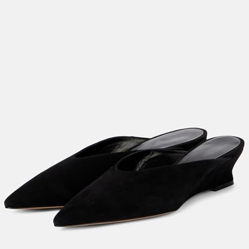 Women's Suede Slip-On Wedge Pumps, Pointed Toe Kitten Heels (2 Inches) – Casual Elegant Dress Shoes for Office, Party & Daily Wear4