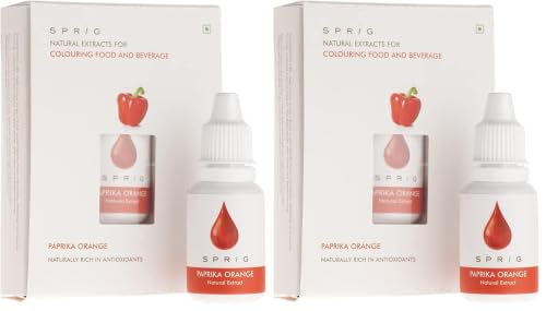 Image of S P R I G Natural Extracts For Colouring Food And Beverage | Paprika Extract | Orange-Red Colour | 15ml (Pack of 2)