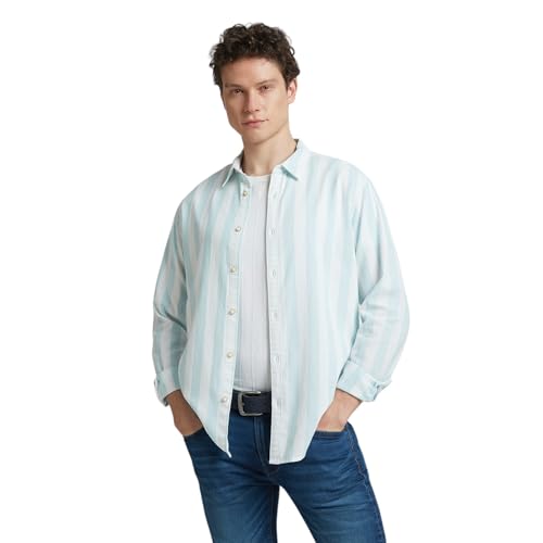 Image of Pepe Jeans Men's Casual Shirt | Striped Shirt for Men| Regular Fit | Vertical Stripes | Full Sleeve | Available in Plus Size