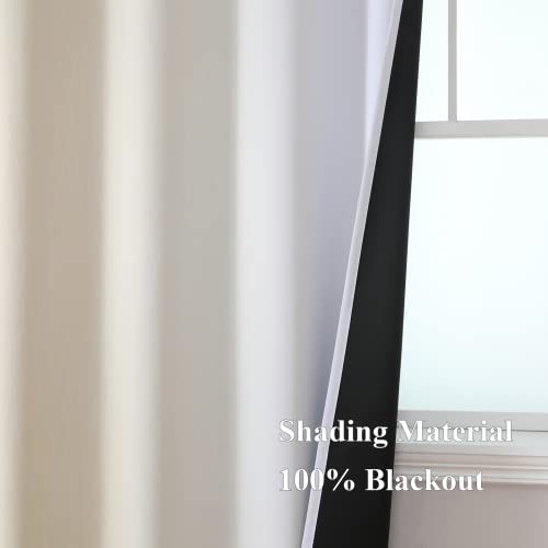 Estelar Textiler Beige and Greyish White Blackout Curtains 102 Inches Long for Bedroom, Thermal Insulated Full Room Darkening Grommet Gradient Drapes for Living Room, 52Wx102L, 2 Panels
