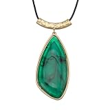 GelConnie Long Pendant Necklace for Women Chunky Boho Large Pendants Necklaces with Green Stone Pendant Vintage Jewelry