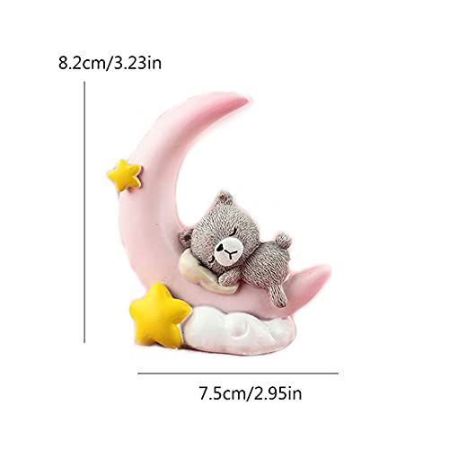 Lebery Bear Moon Cake Topper, Bear And Moon Figurine Toy, Bear Moon Birthday Cake Topper, Bear Moon Centerpiece, Bear Moon Cake Decorations For Kids Girls Birthday Baby Shower Party Supplies, Pink #TOP6