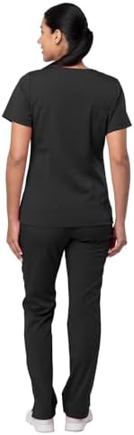 Adar Pro Breakthrough Plus Scrub Set For Women - Enhanced V-Neck Top & Multi Pocket Pants - 4400 - Black - S - 1