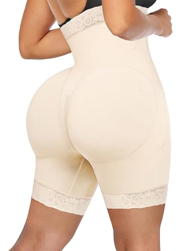 Image of YIANNA Tummy Control Shapewear for Women Strapless Fajas Colombianas Body Shaper Shorts Butt Lifter with Zipper Crotch