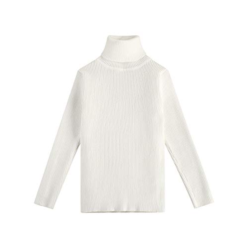 Newobnr Infant Baby Boys Girls Long Sleeve Sweaters Turtleneck Plain Pullover Warm Winter Tops Knitted Outwear (A-White, 4T)
