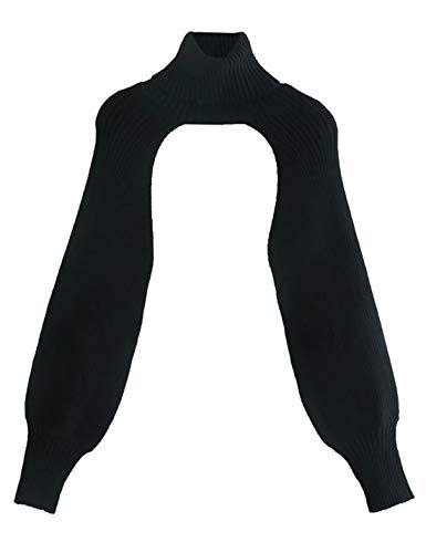 Uaneo Womens Super Cropped Sweater Turtleneck Long Sleeve Bolero Shrug (Black, S) #TOP1