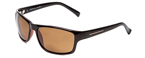 Coyote Eyewear BP-13 Polarized BiFocal Sunglasses +1.75 in Black/Brown UV Protection Wrap-Around Reading Sunglasses