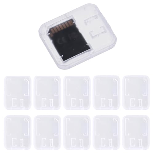 Pack of 10 Clear Plastic Memory Card Case Storage Boxes Compatible with SD SDHC SDXC Micro SD T-Flash Card (Memory Card Not Included)