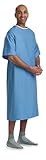 Medline 100% Cotton Hyperbaric Patient Gown, Side Ties, Blue with White Collar, Comfortable and Durable Hospital Wear, Pack of 12