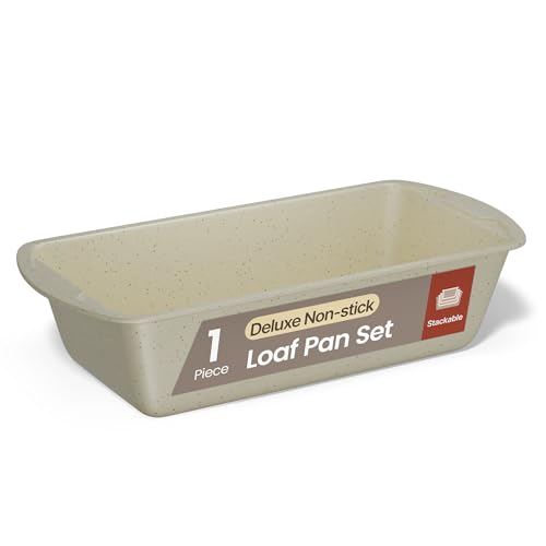 Nonstick Loaf Pan Set Pack of 1, Carbon Steel 11" Large Baking Bread Pan, Oven Safe Up to 450°F, PFOA, PFOS, PTFE Free, Space Saving Stackable Design, Stain Resistant, Dishwasher Friendly,White Marble