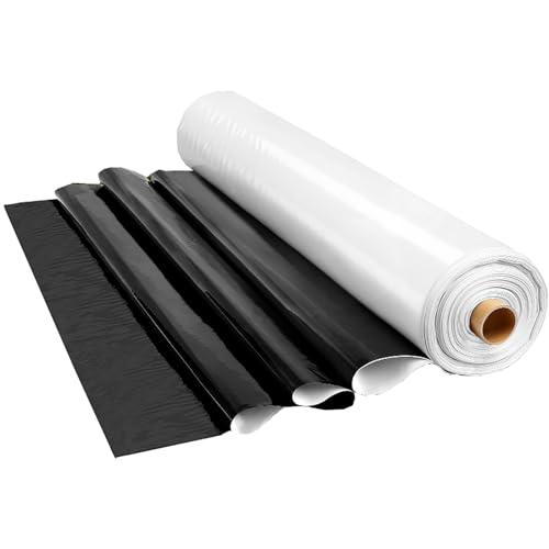 Plástico para invernadero, Lámina para invernadero, Plástico negro blanco, Para túnel de cultivo, Opaco, Reflectante, Para huerto, Para jardín, Manta térmica, Geomembrana(Size:3.28x6.56ft(1x2m))