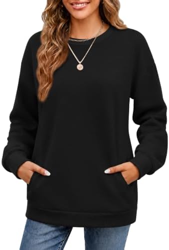 Cuptacc Sweatshirt Damen Rundhals Mit Taschen Kontrast Locker Pullover | Rundhalsausschnitt,Color Block,Loose Fit,Seitentasche,Oversize Langarmshirt,Gerippte Bündchen,Casual,Komfor