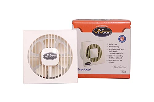 Image of Vivaan Eco-Axial Air small 4 inch (100MM) silent Exhaust Fan for Kitchen, Bathroom, Cabin and Office | Round fan | Cut-out Size - Circle Diameter 108 mm, White (Eco-Axial 100 MM)