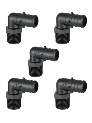 For 5 PCS Poly Crimp Pex Fittings 3/4 Pex X 1/2 Male NPT Elbow Adapter