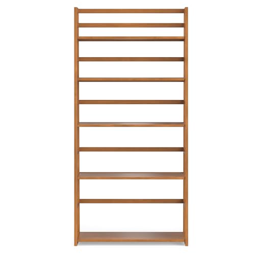 Image of SIMPLIHOME Acadian 30 inch Wide Ladder Bookcase in Light Brown (Set of 2)