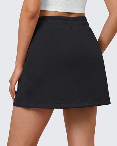 G4Free Black Summer Skirt for Women Modal Soft A Line Drawstring High Waisted Skirts with Pockets Casual Golf Lounge(Black,L) — view 6