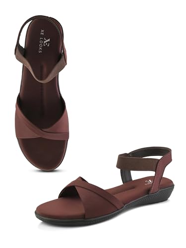 Image of XE Looks Black Criss-Cross Flat Sandals for Women | Secure Ankle Strap | Cushioned Footbed | Lightweight Casual Footwear For Girls