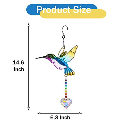 Stained Glass Bird Suncatcher With Crystal For Window, Hanging Prism For Garden Decoration, Glass Hummingbird Ornament Hangings, Sunlight Reflection Rainbow Maker, Handmade Beads Kits Gift For Adults #TOP3