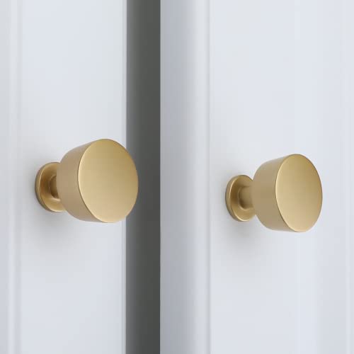 Homdiy 10 Pack Gold Drawer Knobs Gold, Brass Cabinet Knobs Brushed Gold Kitchen Cabinet Knobs Dresser Knobs Zinc Alloy Single Hole Round Knobs #TOP5
