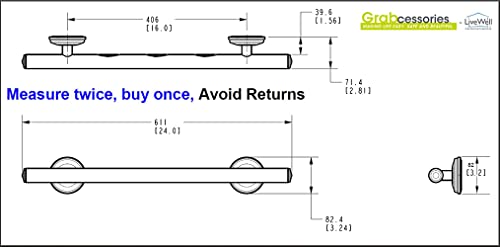 Shower Grab Bars For Seniors - 24" Straight Grab Bars For Bathtubs And Showers With Capped Ends, Multiple Rubber Nubby Grips, Wall Anchors, Mount Flanges - 500 Lbs. Support Elderly - Livewell #TOP1