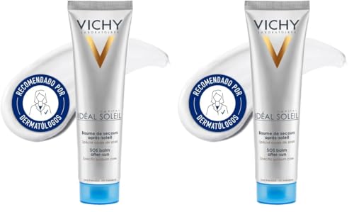 Vichy, Capital Soleil, Baume de Secours Après-Soleil, Visage et Corps, Soulage Instantanément les Sensations de Douleur et d'Échauffement, Tous Types de Peaux, 100ml (Lot de 2)